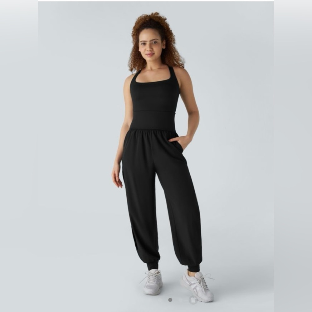 NWT Halara slit leg jumpsuit, black, size medium